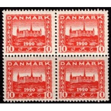 Genforeningsmærker. Fireblokke. Postfrisk.